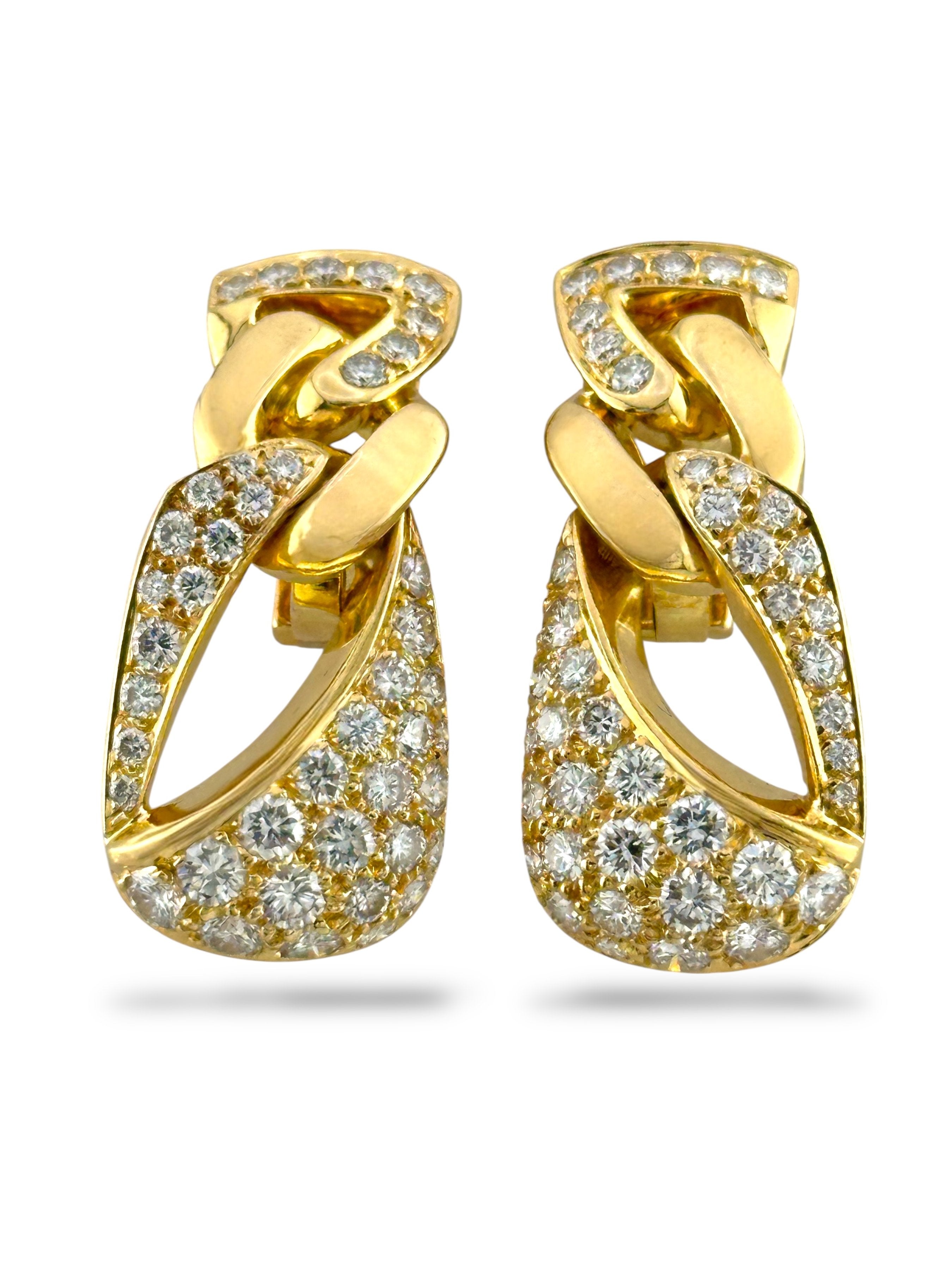 Italian 18K Yellow Gold 3.68ct Diamond Earrings