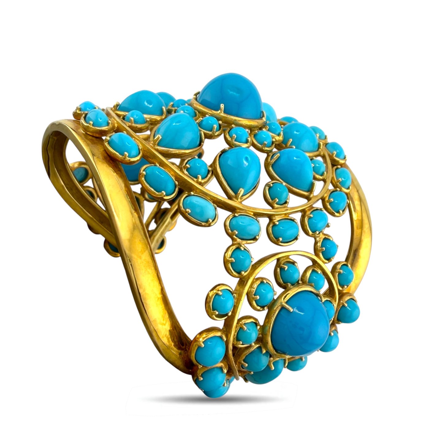 18K Yellow Gold Vintage Turquoise Bracelet
