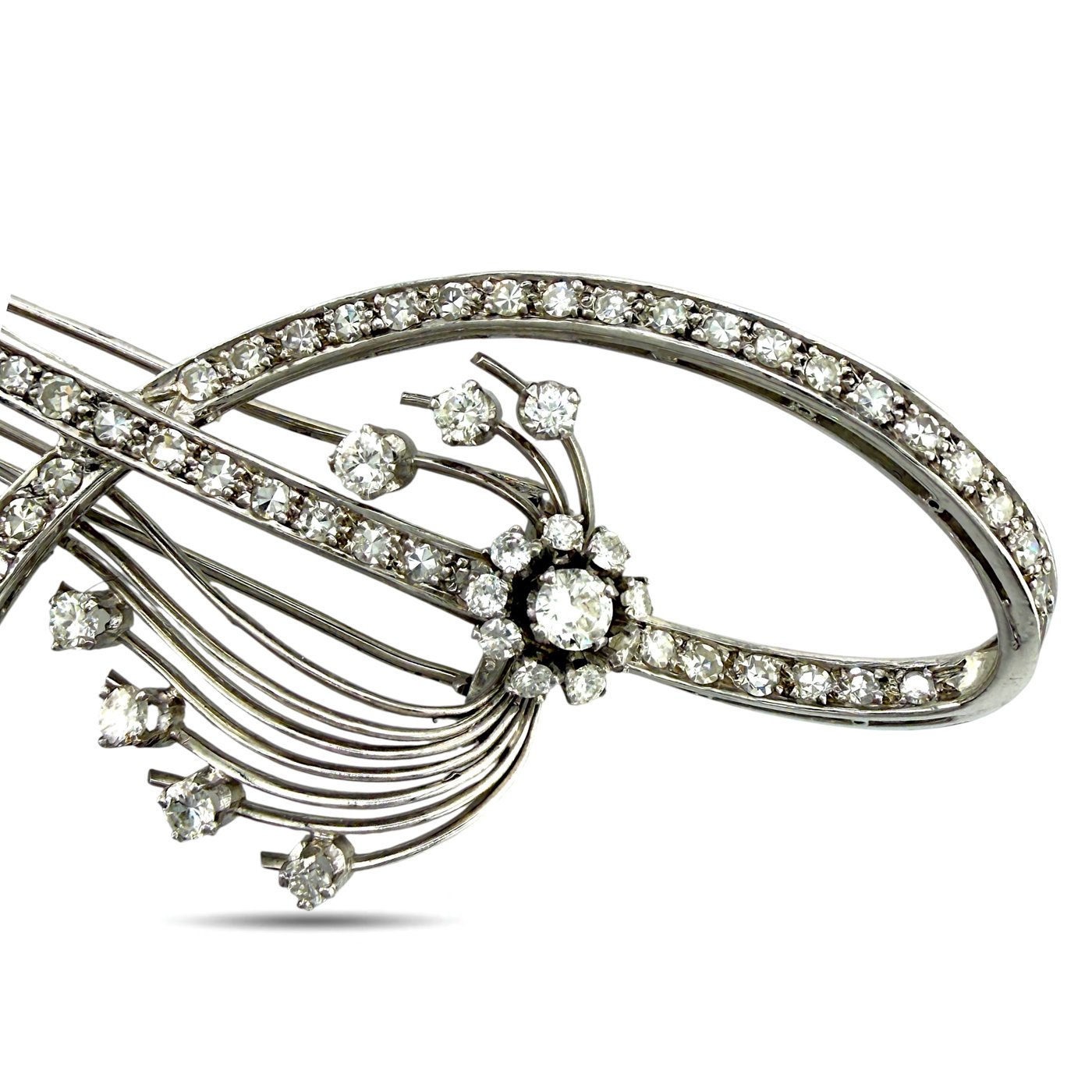 Platinum 4.0ct Diamond Brooch (Very Large)