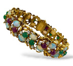 18K Yellow Gold Bracelet 2.3ct Diamonds, Gemstones and Opals