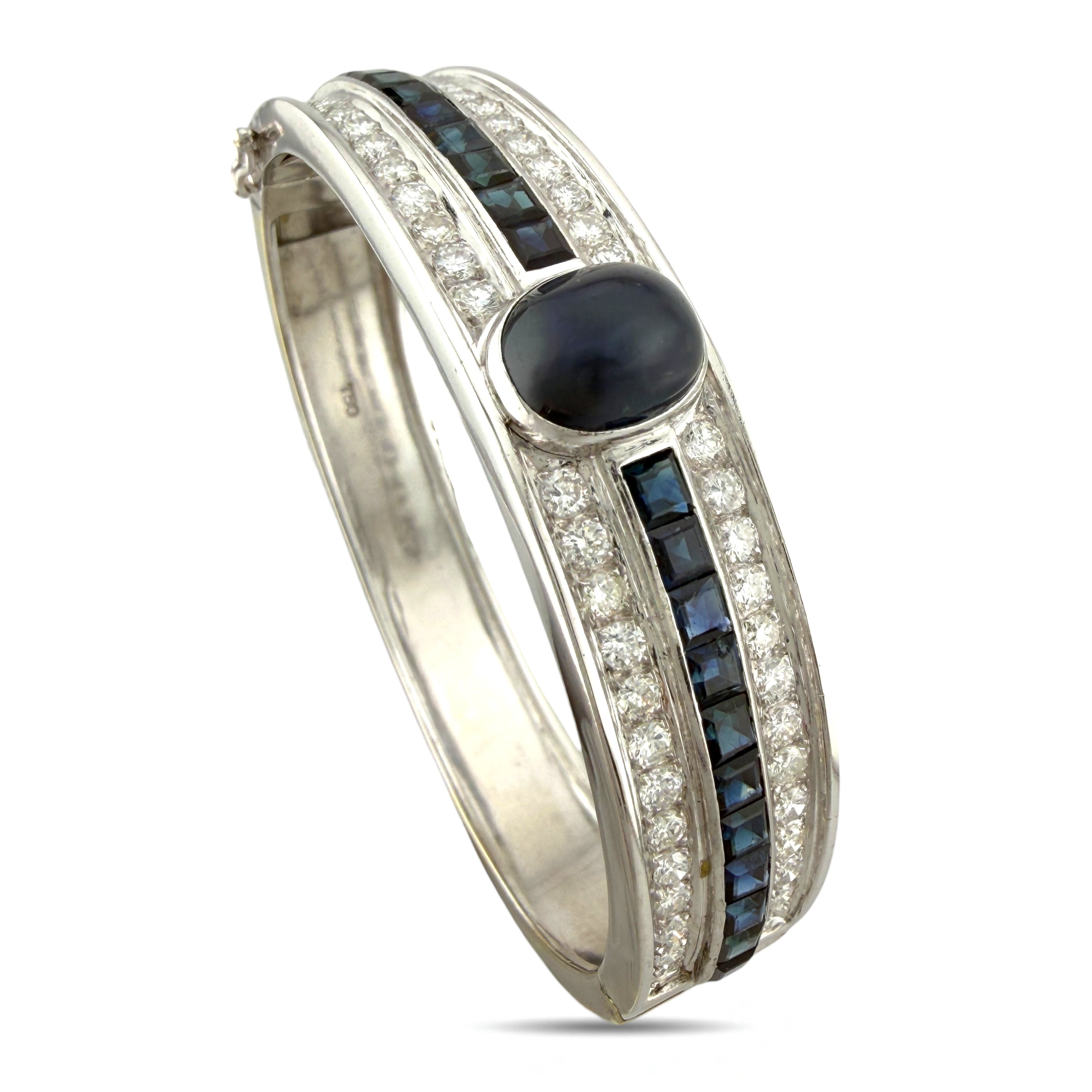 18 kt. Exclusive 18K White Gold 4.50ct Diamond and 9.65ct Sapphire Bracelet, White gold -  14.15ct. tw. Diamond (Natural)  - Diamond