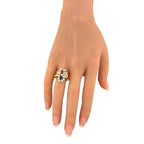 18K Yellow Gold Ruby Sapphire and Diamond Ring