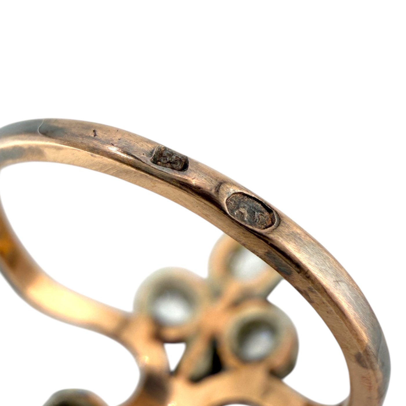 Antique Imperial Russian 56K Rose Gold and 0.85ct Diamond Ring