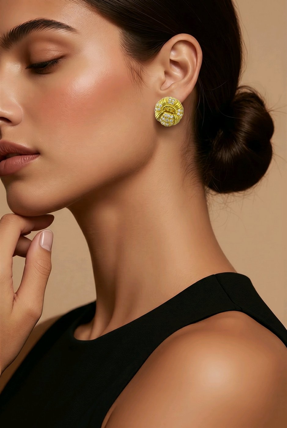 18K Yellow Gold 2.1ct Diamond and Yellow Sapphire Earrings