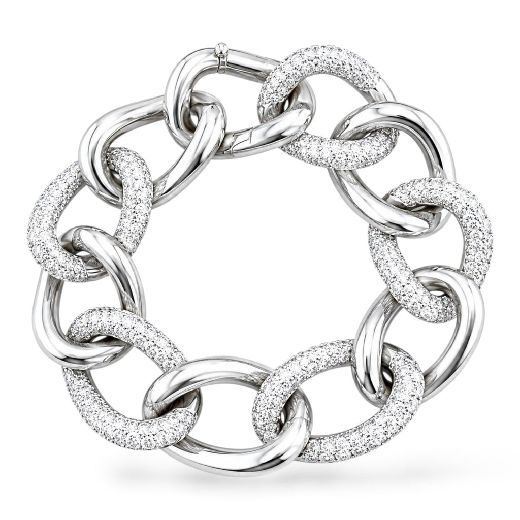 Tiffany & Co. White Gold 22.00ct Diamond Link Bangle Bracelet