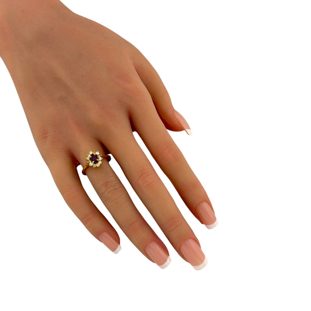 18K Yellow Gold 0.5ct Ruby and 0.24ct Diamond Cocktail Ring