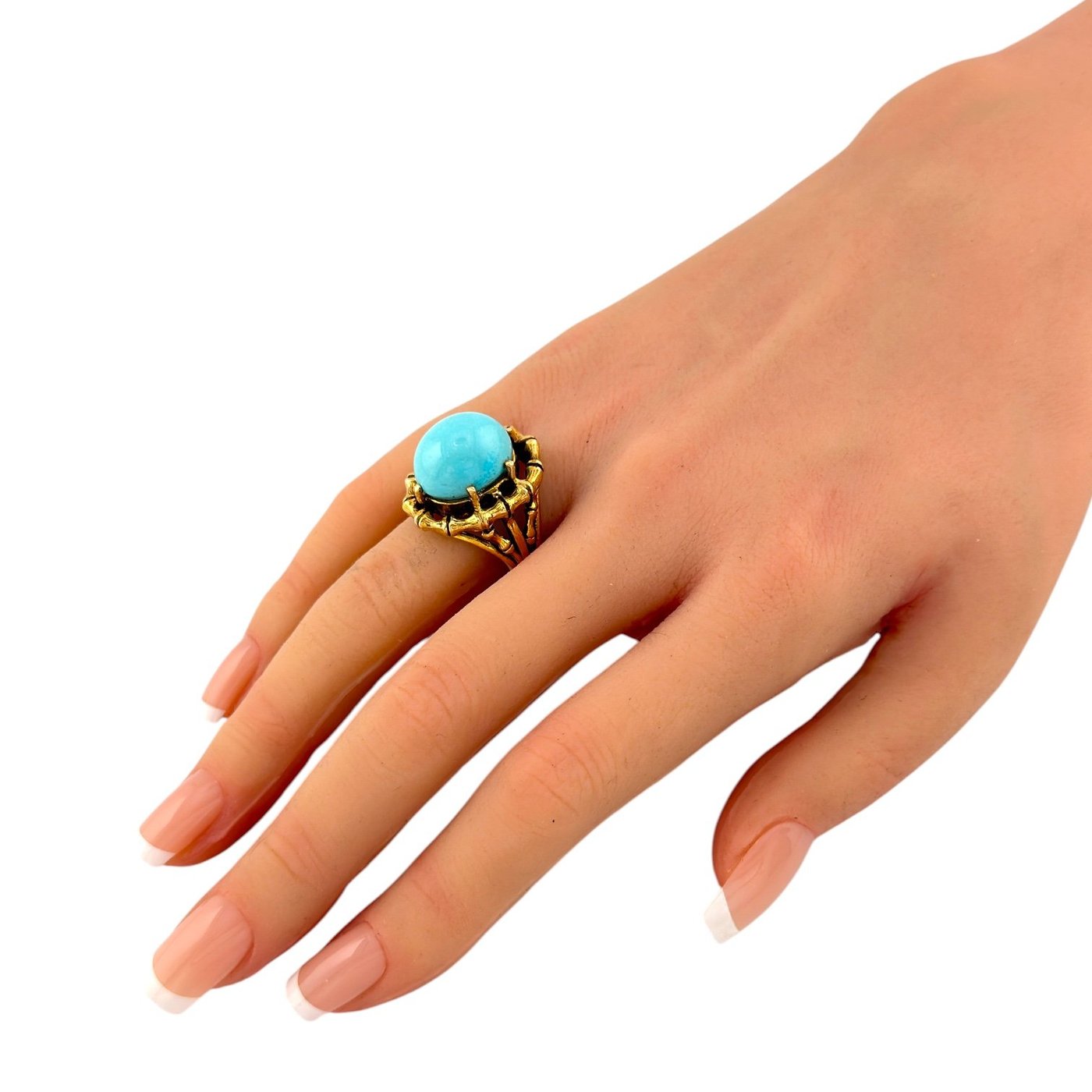14K Yellow Gold Vintage 8.00ct Turquoise Ring