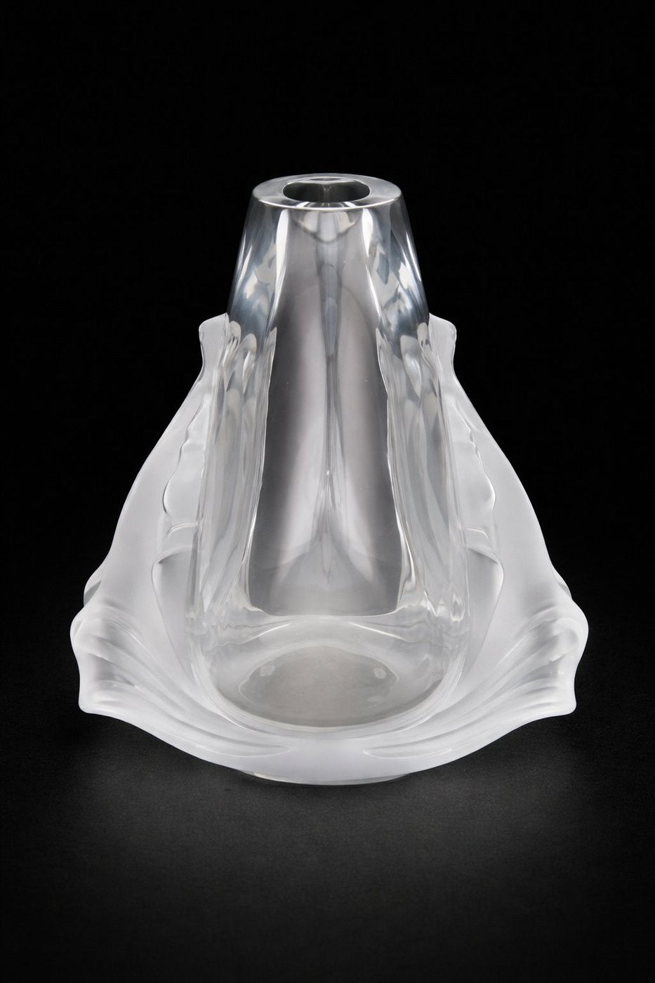 Lalique Garance Abstract Aquatic Vase in Polished and Frosted Crystal France