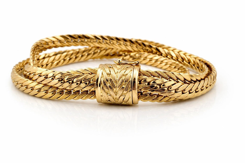 18K Yellow Gold Interwoven Three Band Bracelet