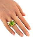 18K Yellow Gold 8ct Citrine, 0.86ct Diamond and Emerald Cocktail Ring