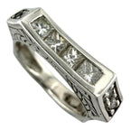 14K White Gold Square Sculptural 0.75ct Diamond Ring
