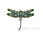 Imperial Russian Period 56K Gold Enamel and 1.5ct Diamond Dragonfly Brooch Circa 1900