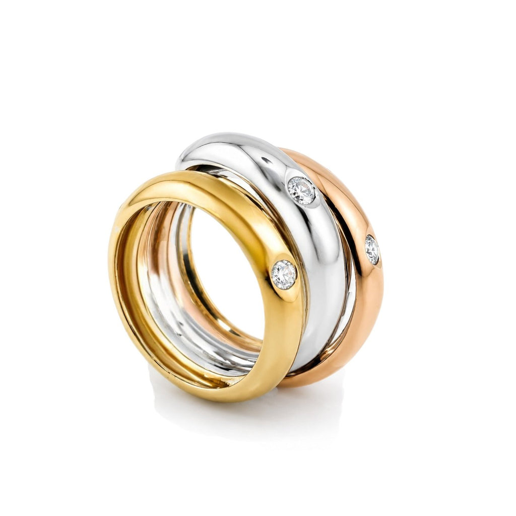 Italian Two Tone 18K  Gold and Diamond Ring