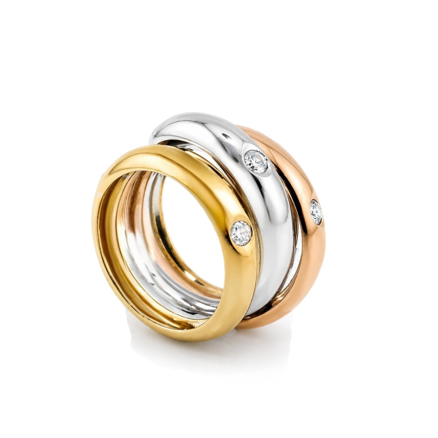 Italian Two Tone 18K  Gold and Diamond Ring