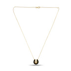 14K Yellow Gold Sapphire and 0.3ct Diamond Shoehorn Pendant Necklace