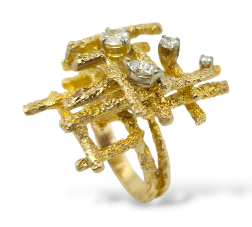 Large 14K Yellow Gold and 0.56ct Diamond Ring