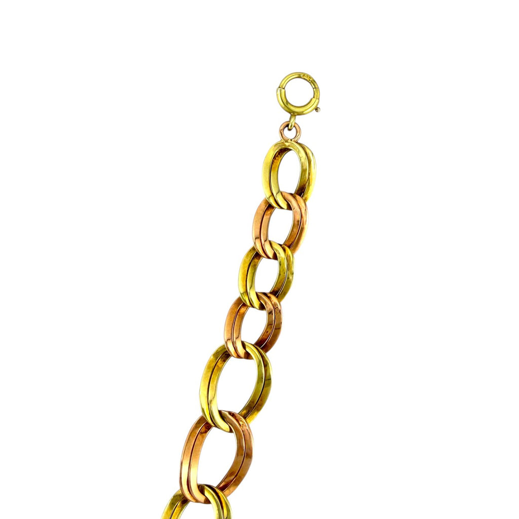 Gold tone circle link necklace with small ring clasp at top