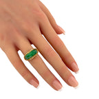 18K Yellow Gold Ring with Jade Stone and Diamonds