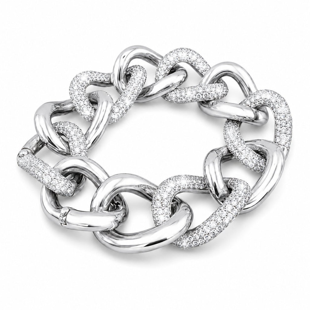 Tiffany & Co. White Gold 22.00ct Diamond Link Bangle Bracelet