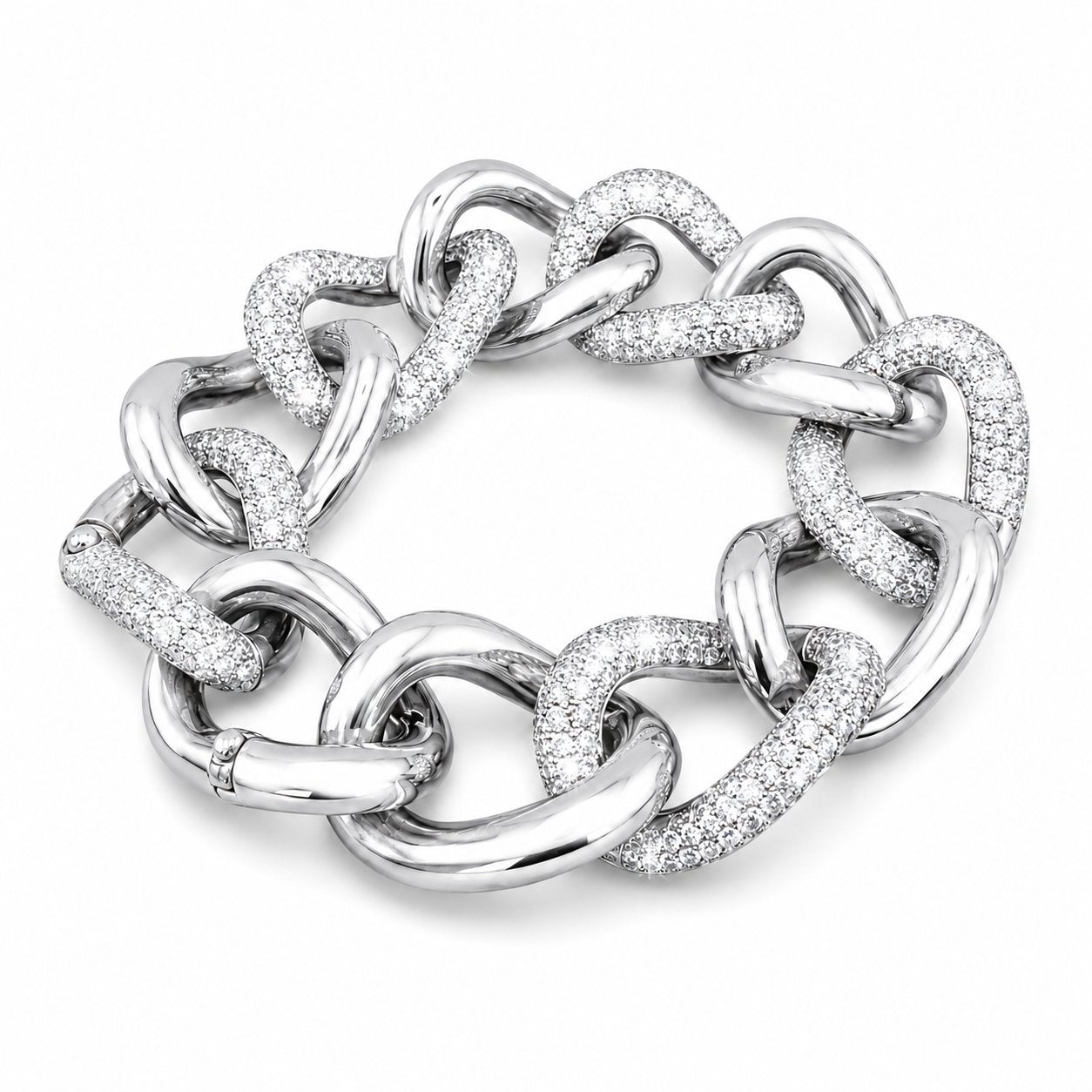 Tiffany & Co. White Gold 22.00ct Diamond Link Bangle Bracelet