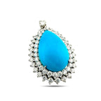 Earrings GIA Certified Turquoise and 12.02ct Diamond 950 Platinum Convertible Earrings Pendant Set