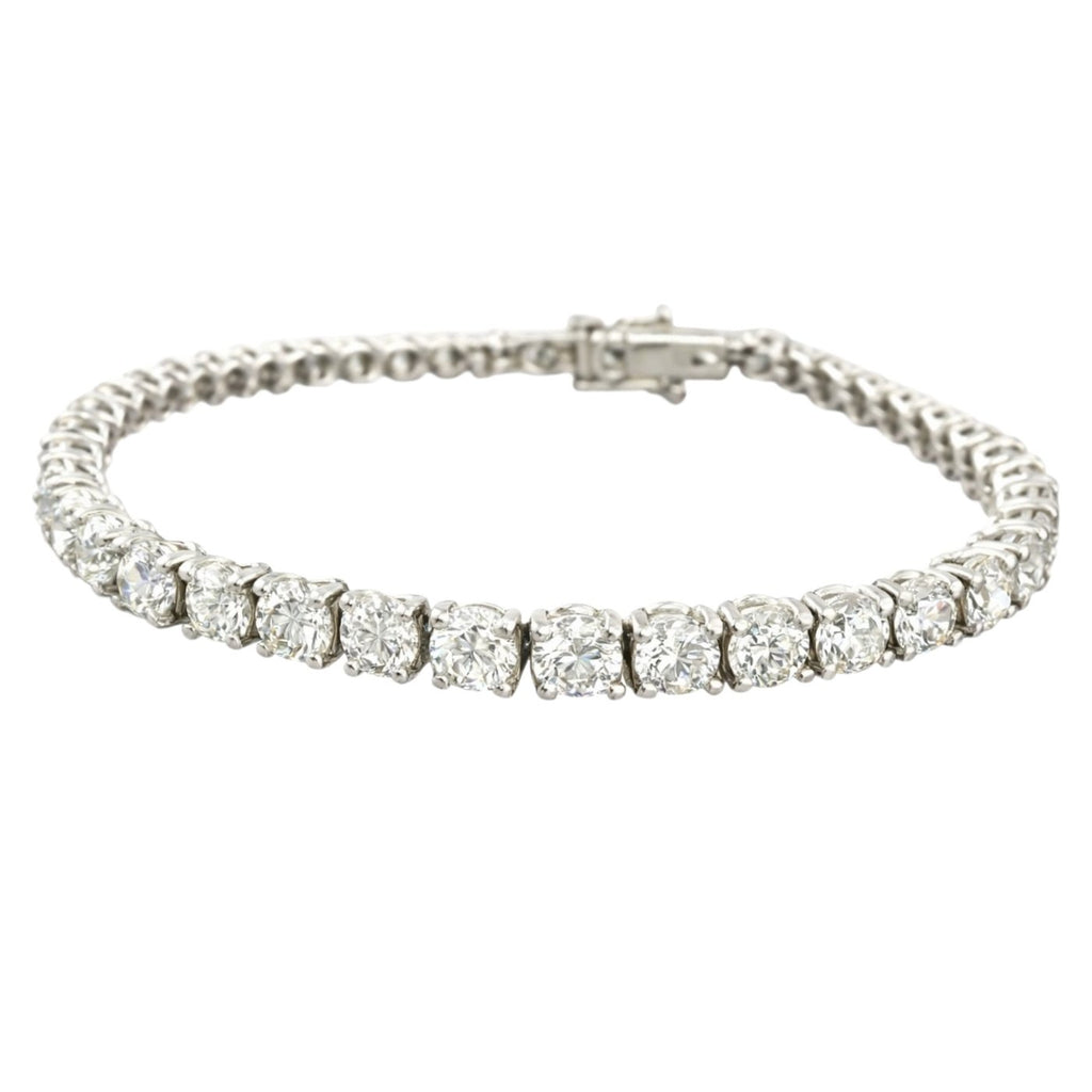 Certified 14K White Gold 12.3ct Diamond Tennis Bracelet