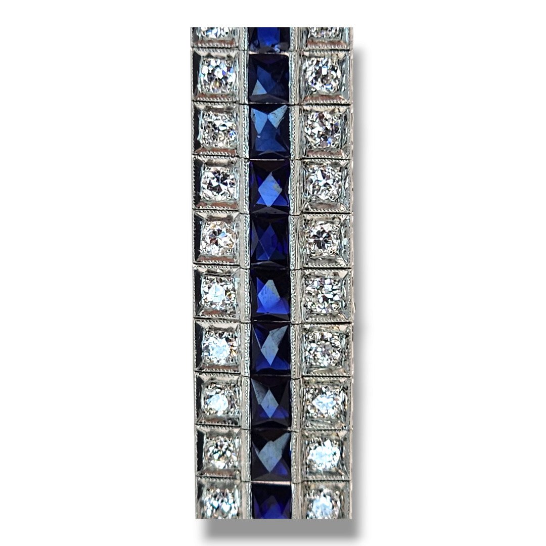 Bracelet Art Deco Platinium and 7 Carats Diamond  Bracelet  circa 1930s , Platinum -  7ct. tw. Diamond (Natural)