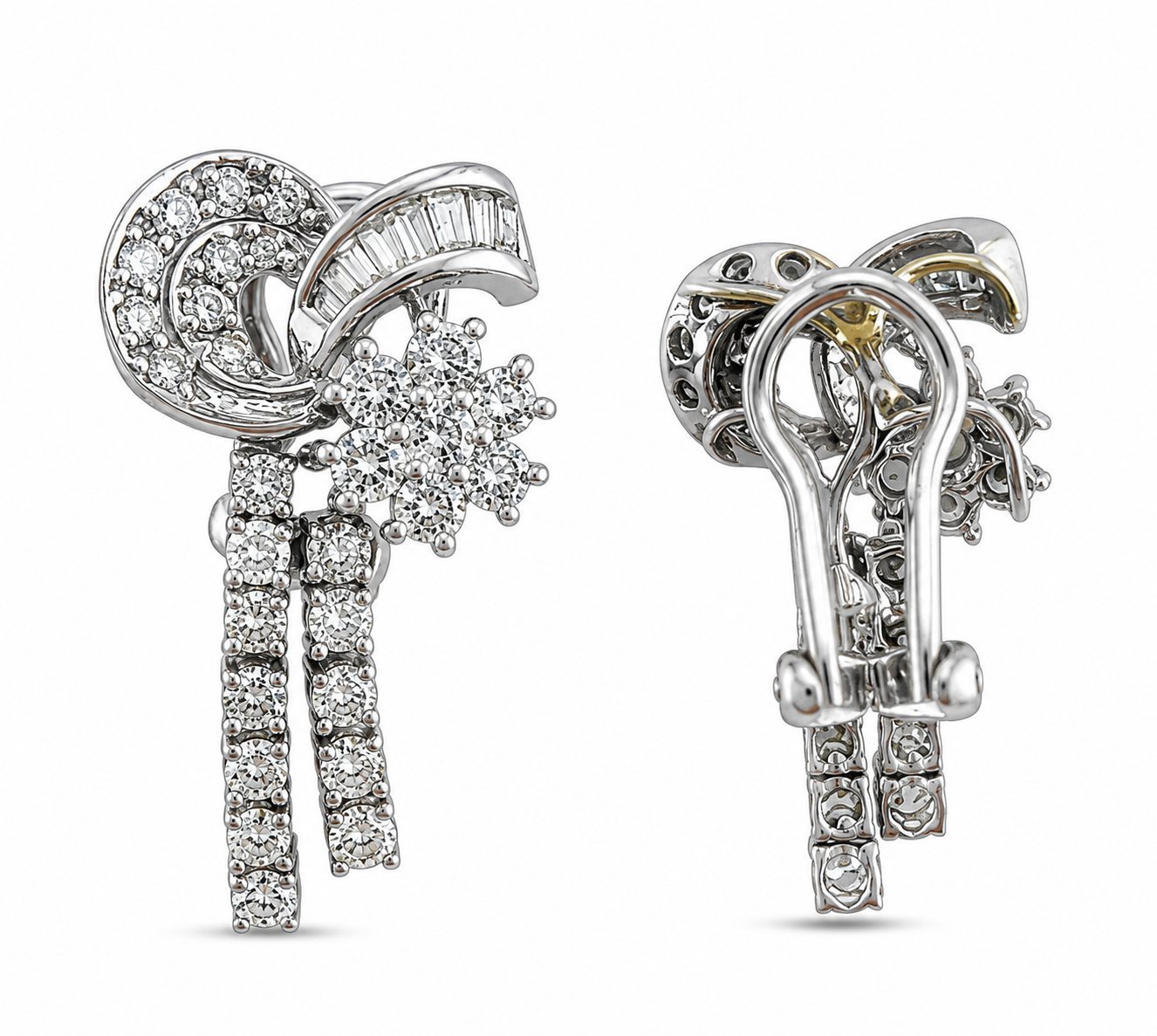 14K White Gold Flexible 2.0ct Diamond Strand Earrings