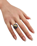 Antique Victorian Yellow Gold and Enamel Women's Ring with Diamonds