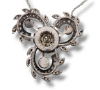 Antique 18K White Gold Celeste Rotating Diamond Halo Necklace