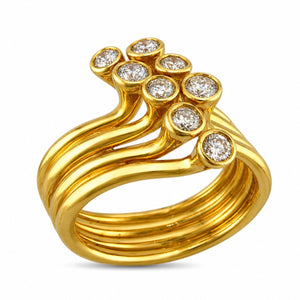 Vintage Sonia B. 18K Yellow Gold 0.50ct Diamond Multi-Band Swirl Ring