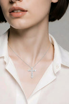 18K White Gold 1.0ct Diamond Cross Pendant