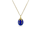 Imperial Russian 14K Yellow Gold and Blue Enamel 0.9ct Diamond Egg Pendant