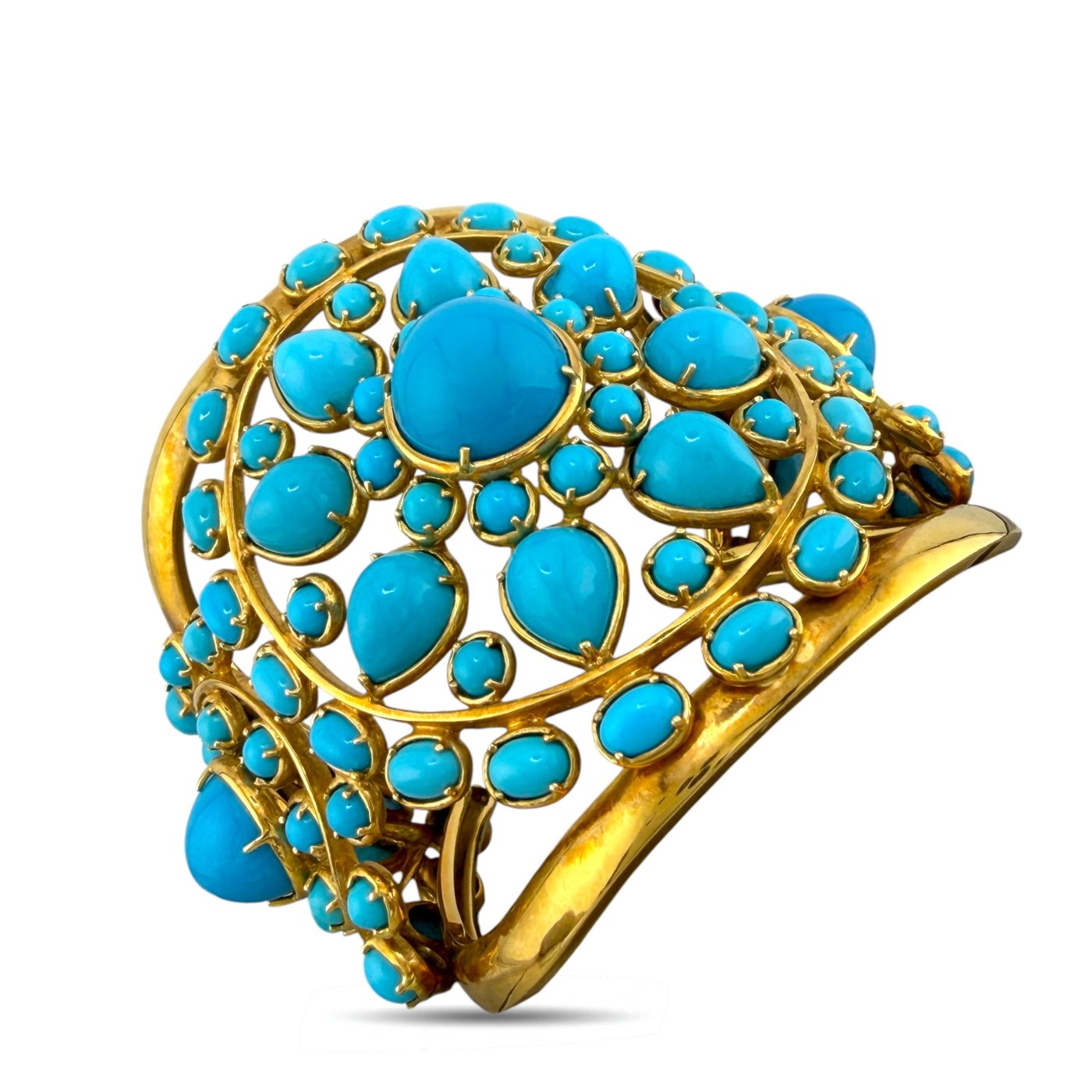 18K Yellow Gold Vintage Turquoise Bracelet