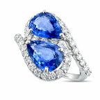 18K White Gold 2ct Sapphire and 0.6ct Diamond Bypass Ring
