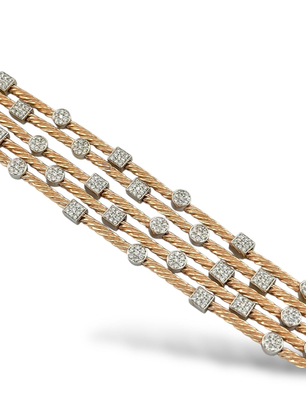 14K Yellow Gold Multi-Band Bracelet with 3.3ct of Diamonds