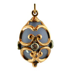 Faberge Imperial Russian 56K (14K) Yellow Gold and Diamond Egg Pendant