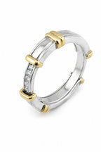 14K White and Yellow Gold and Diamond Band Ring