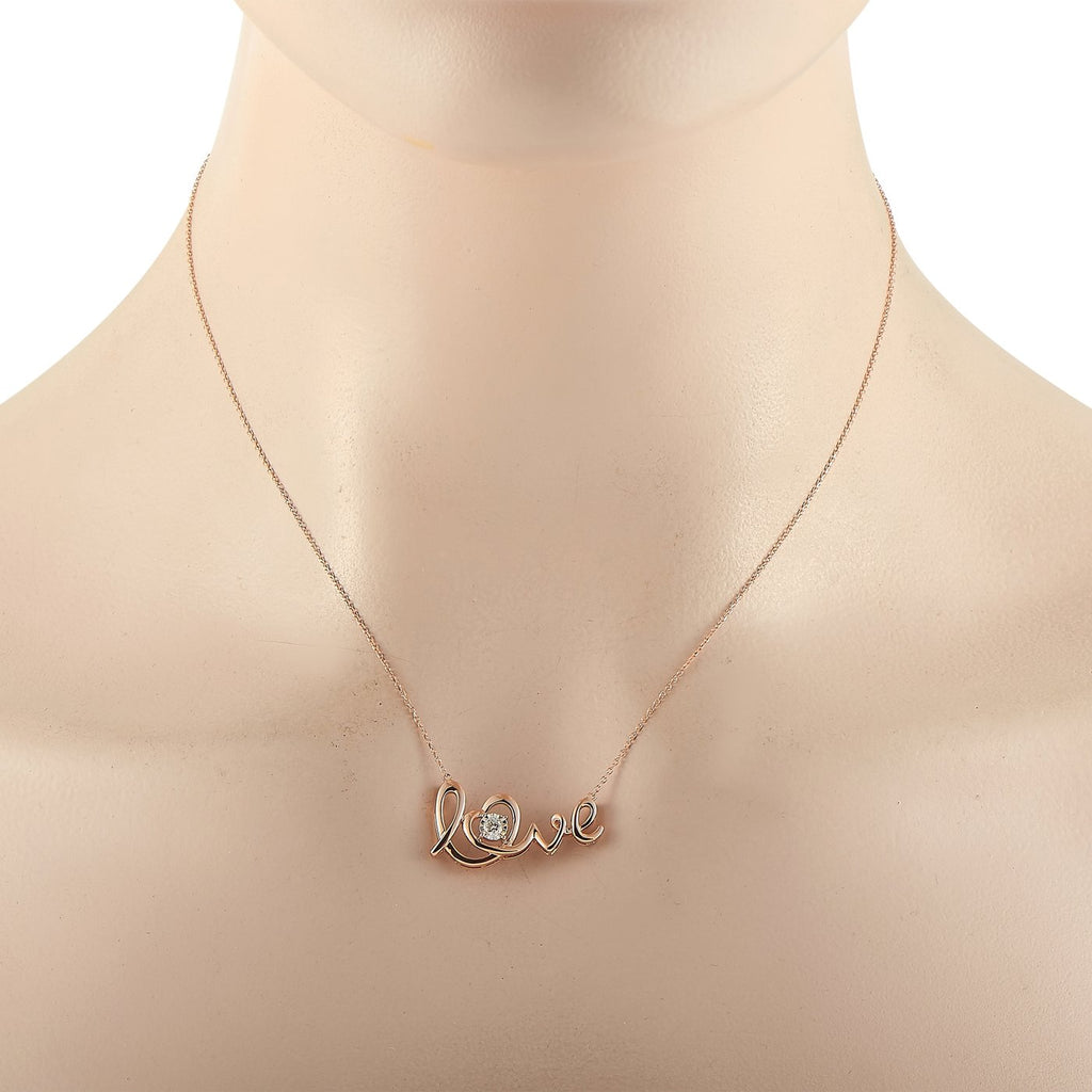 14K Rose Gold 0.10 ct Diamond Pendant Necklace