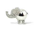 Elephant pendant in white gold with diamond pavé, curled trunk and rounded body