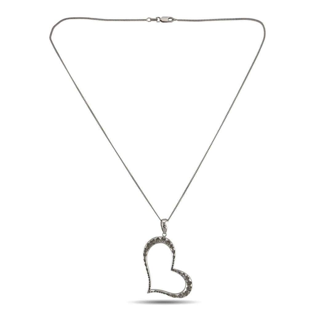 14K White Gold 1.50ct Diamond Heart Pendant Necklace