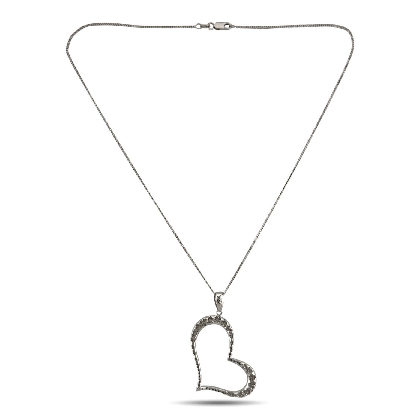 14K White Gold 1.50ct Diamond Heart Pendant Necklace