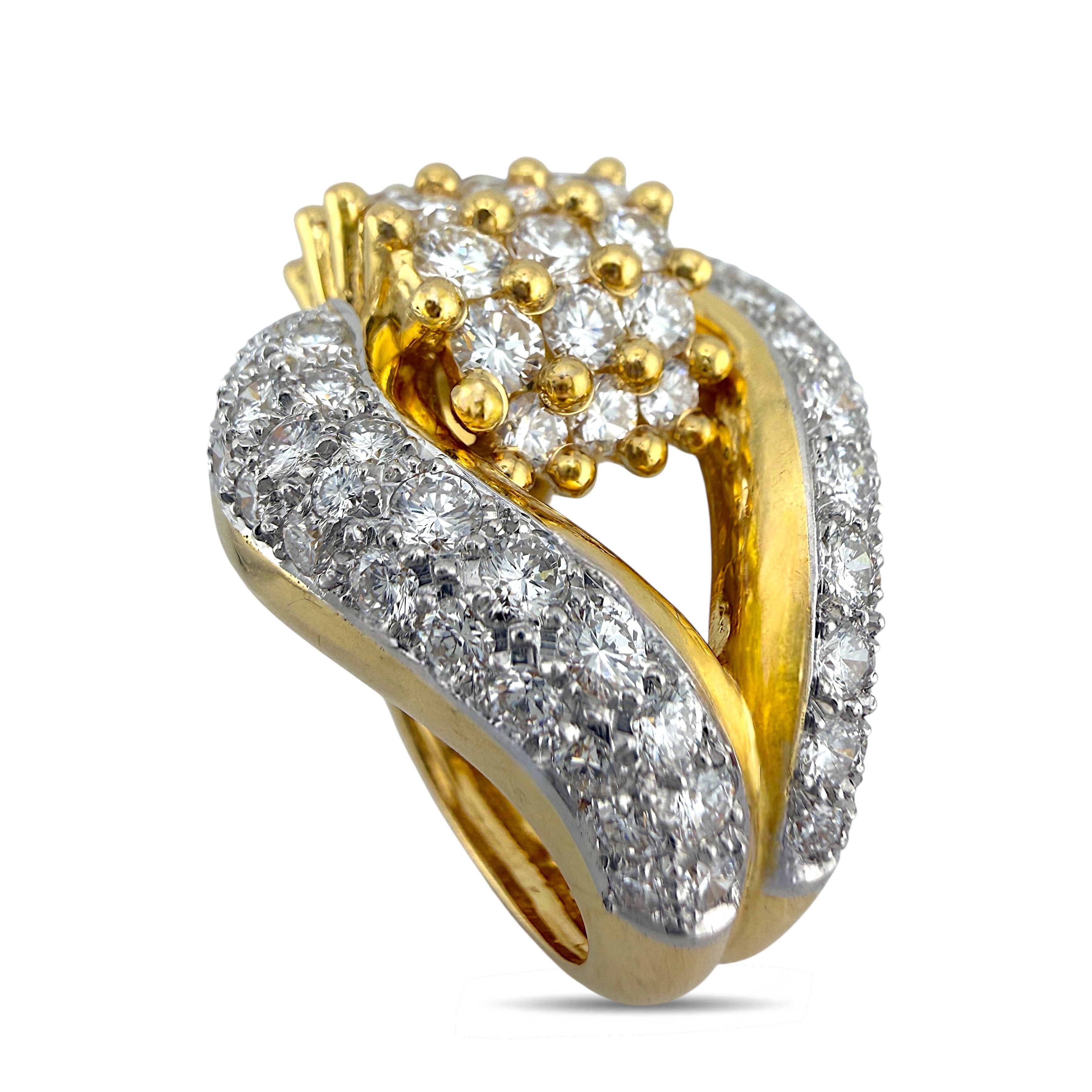 18K Yellow Gold 4.85ct Diamond Cocktail Ring