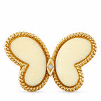 14K Yellow Gold Diamond and White Coral Butterfly Pendant