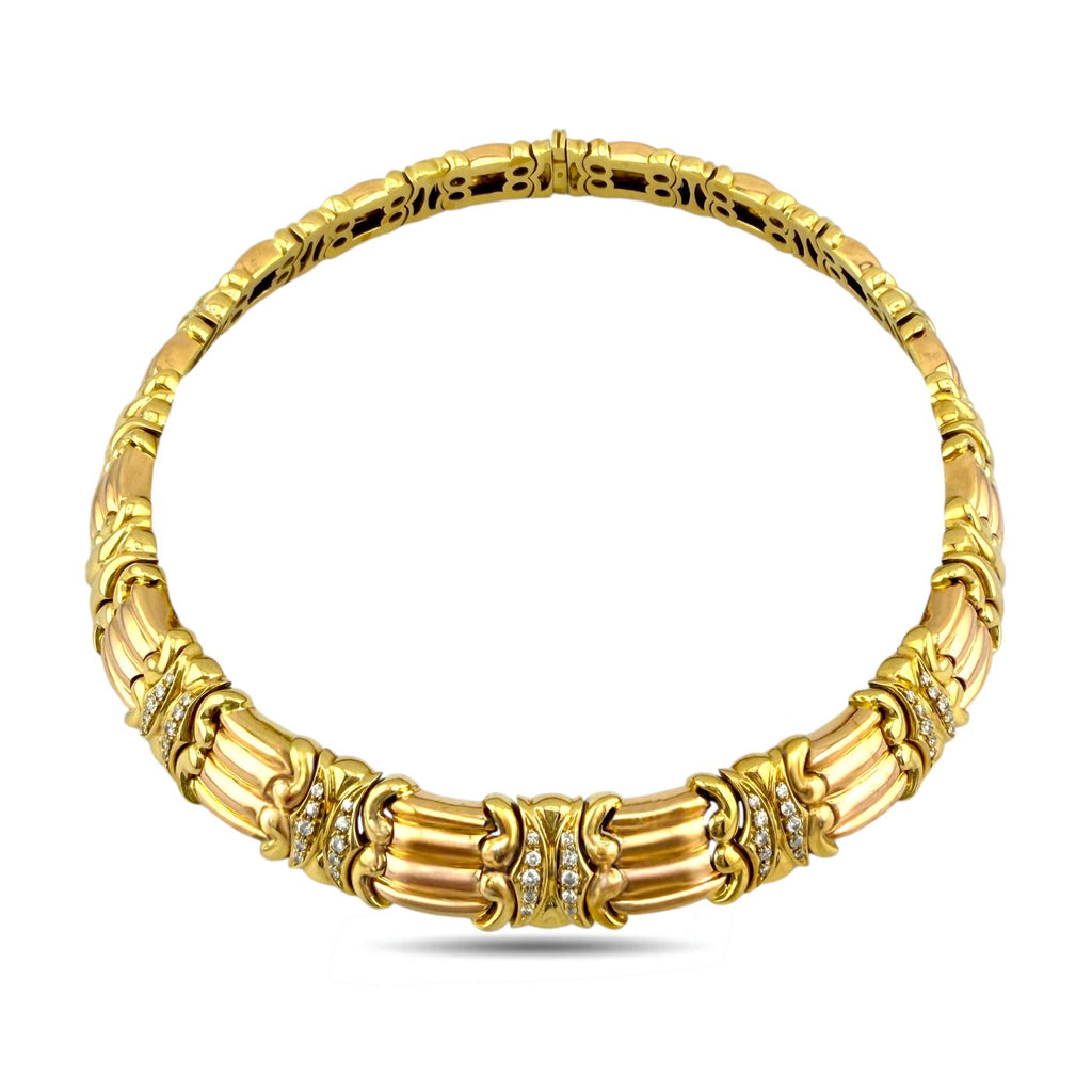 14K Yellow and Rose Gold 1ct Diamond Choker Necklace