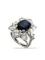 GIA Certified 14K White Gold 3ct Sapphire and 4.7ct Diamond Ring