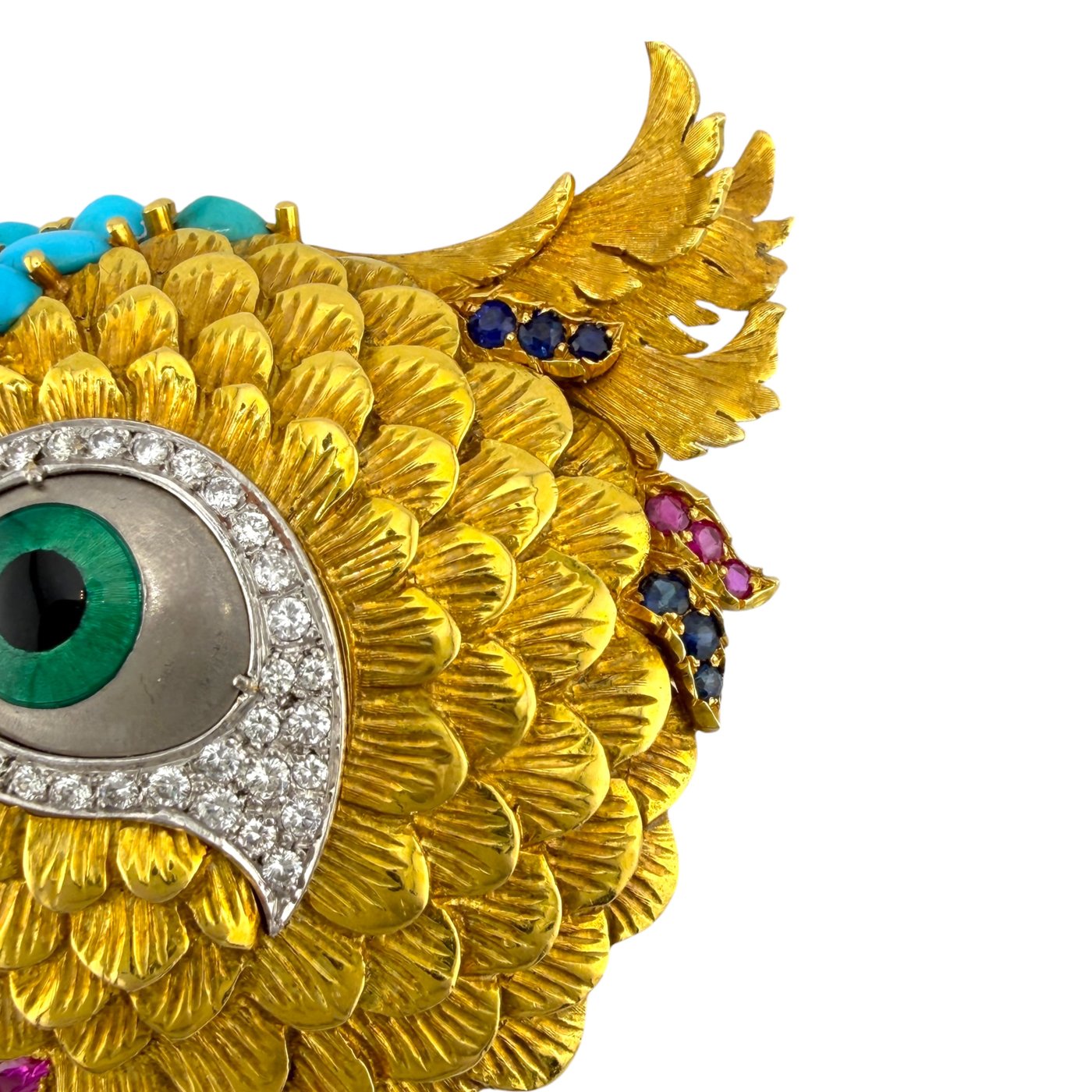 18 Karat Yellow Gold and Diamond Bird Brooch Diamond