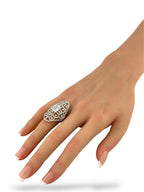 18K White Gold Ring with Radiant and 4ct Round Diamonds