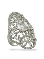 18K White Gold Ring with Radiant and 4ct Round Diamonds