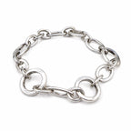 18K White Gold Circle and Oval Link Bracelet